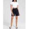 imageAJISAI Womens 65quot Athletic Long Shorts with Zippered Pockets High Waisted Bermuda Shorts for Walking Running CasualBlack