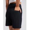 imageAJISAI Womens 65quot Athletic Long Shorts with Zippered Pockets High Waisted Bermuda Shorts for Walking Running CasualBlack