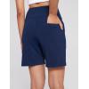 imageAJISAI Womens 65quot Athletic Long Shorts with Zippered Pockets High Waisted Bermuda Shorts for Walking Running CasualDark Blue