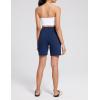 imageAJISAI Womens 65quot Athletic Long Shorts with Zippered Pockets High Waisted Bermuda Shorts for Walking Running CasualDark Blue