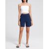 imageAJISAI Womens 65quot Athletic Long Shorts with Zippered Pockets High Waisted Bermuda Shorts for Walking Running CasualDark Blue