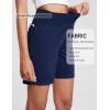 imageAJISAI Womens 65quot Athletic Long Shorts with Zippered Pockets High Waisted Bermuda Shorts for Walking Running CasualDark Blue