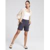 imageAJISAI Womens 65quot Athletic Long Shorts with Zippered Pockets High Waisted Bermuda Shorts for Walking Running CasualDark Grey