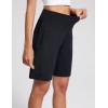 imageAJISAI Womens 9quot12quot High Waisted Bermuda Shorts with Zippered Pockets Knee Length Long Shorts for Women Workout AthleticBlack