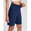 imageAJISAI Womens 9quot12quot High Waisted Bermuda Shorts with Zippered Pockets Knee Length Long Shorts for Women Workout AthleticDark Blue