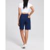 imageAJISAI Womens 9quot12quot High Waisted Bermuda Shorts with Zippered Pockets Knee Length Long Shorts for Women Workout AthleticDark Blue