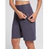 imageAJISAI Womens 9quot12quot High Waisted Bermuda Shorts with Zippered Pockets Knee Length Long Shorts for Women Workout AthleticDark Grey