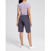 imageAJISAI Womens 9quot12quot High Waisted Bermuda Shorts with Zippered Pockets Knee Length Long Shorts for Women Workout AthleticDark Grey