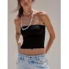 imageAJISAI Womens Double Lined Tube Tops Crop Going Out Tops Strapless Tank Summer Top 2025Black