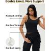 imageAJISAI Womens Double Lined Workout Tank Tops Scoop Neck Yoga Tanks Casual Crop Sleeveless Summer TopBlack