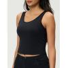 imageAJISAI Womens Double Lined Workout Tank Tops Scoop Neck Yoga Tanks Casual Crop Sleeveless Summer TopBlack