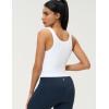 imageAJISAI Womens Double Lined Workout Tank Tops Scoop Neck Yoga Tanks Casual Crop Sleeveless Summer TopWhite