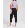 imageAJISAI Womens Yoga Capri Pants for Women High Waist Workout Pants with Pockets Leggings Crop Straight PantsBlack