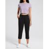 imageAJISAI Womens Yoga Capri Pants for Women High Waist Workout Pants with Pockets Leggings Crop Straight PantsBlack