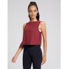 imageCrop Workout Tops for Women Tank Athletic Running Shirts Mesh Yoga Tops Gym Sleeveless ClothesSangria
