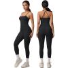 imageWomen 3 Piece Workout Sets Padded Tank Top Sports Bra Matching High Waist Biker Shorts ampamp Gym Yoga LeggingsBlack