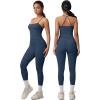 imageWomen 3 Piece Workout Sets Padded Tank Top Sports Bra Matching High Waist Biker Shorts ampamp Gym Yoga LeggingsNavy