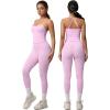 imageWomen 3 Piece Workout Sets Padded Tank Top Sports Bra Matching High Waist Biker Shorts ampamp Gym Yoga LeggingsPink