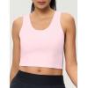 imageWomens Double Lined Workout Crop Tank Top UltraSoft Racerback Yoga Athletic Tops SleevelessPink