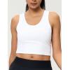 imageWomens Double Lined Workout Crop Tank Top UltraSoft Racerback Yoga Athletic Tops SleevelessWhite