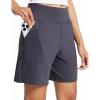 imageAJISAI Womens 65quot Athletic Long Shorts with Zippered Pockets High Waisted Bermuda Shorts for Walking Running CasualDark Grey