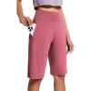 imageAJISAI Womens 9quot12quot High Waisted Bermuda Shorts with Zippered Pockets Knee Length Long Shorts for Women Workout AthleticRose