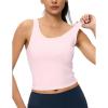 imageAJISAI Womens Double Lined Workout Tank Tops Scoop Neck Yoga Tanks Casual Crop Sleeveless Summer TopPink