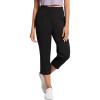 imageAJISAI Womens Yoga Capri Pants for Women High Waist Workout Pants with Pockets Leggings Crop Straight PantsBlack