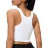 imageWomens Double Lined Workout Crop Tank Top UltraSoft Racerback Yoga Athletic Tops SleevelessWhite