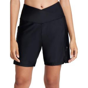 imageAJISAI Womens 7quot Long Swim Board Shorts High Waisted Swimsuits Quick Dry Beach Bathing Shorts with Liner Side Pockets