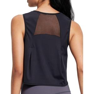 imageCrop Workout Tops for Women Tank Athletic Running Shirts Mesh Yoga Tops Gym Sleeveless ClothesBlack