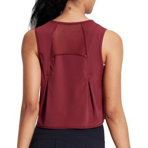 imageCrop Workout Tops for Women Tank Athletic Running Shirts Mesh Yoga Tops Gym Sleeveless ClothesSangria