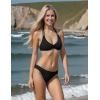 imageAJISAI Womens Halter Bikini Top Triangle V Neck Bathing Suit Top Low Impact Padded Sports BraBlack