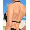 imageAJISAI Womens Halter Bikini Top Triangle V Neck Bathing Suit Top Low Impact Padded Sports BraCharcoal