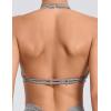 imageAJISAI Womens Halter Bikini Top Triangle V Neck Bathing Suit Top Low Impact Padded Sports BraHeather Grey