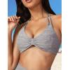 imageAJISAI Womens Halter Bikini Top Triangle V Neck Bathing Suit Top Low Impact Padded Sports BraHeather Grey