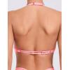 imageAJISAI Womens Halter Bikini Top Triangle V Neck Bathing Suit Top Low Impact Padded Sports BraPeach Pink