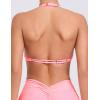 imageAJISAI Womens Halter Bikini Top Triangle V Neck Bathing Suit Top Low Impact Padded Sports BraPink