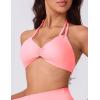 imageAJISAI Womens Halter Bikini Top Triangle V Neck Bathing Suit Top Low Impact Padded Sports BraPink