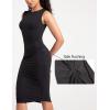 imageWomens Strechy Midi Bodycon Dress for Business Work Cocktai Party Sleeveless Ruched Pencil DressBlack