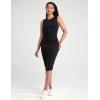 imageWomens Strechy Midi Bodycon Dress for Business Work Cocktai Party Sleeveless Ruched Pencil DressBlack