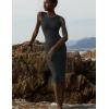 imageWomens Strechy Midi Bodycon Dress for Business Work Cocktai Party Sleeveless Ruched Pencil DressGrey