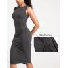 imageWomens Strechy Midi Bodycon Dress for Business Work Cocktai Party Sleeveless Ruched Pencil DressGrey