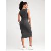 imageWomens Strechy Midi Bodycon Dress for Business Work Cocktai Party Sleeveless Ruched Pencil DressGrey