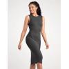 imageWomens Strechy Midi Bodycon Dress for Business Work Cocktai Party Sleeveless Ruched Pencil DressGrey
