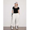 imageWomens Summer Soft Modal Ribbed TShirts with Lace Hem Short Sleeve Round Neck Tops Slim Fit Going Out TeesAblack