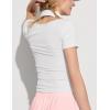 imageWomens Summer Soft Modal Ribbed TShirts with Lace Hem Short Sleeve Round Neck Tops Slim Fit Going Out TeesAwhite