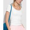 imageWomens Summer Soft Modal Ribbed TShirts with Lace Hem Short Sleeve Round Neck Tops Slim Fit Going Out TeesAwhite