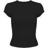 imageWomens Summer Soft Modal Ribbed TShirts with Lace Hem Short Sleeve Round Neck Tops Slim Fit Going Out TeesBlack