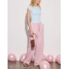 imageWomens Summer Soft Modal Ribbed TShirts with Lace Hem Short Sleeve Round Neck Tops Slim Fit Going Out TeesBlue